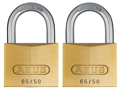 65/50mm Brass Padlock Twin Pack Carded