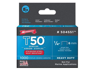 T50 Staples Stainless Steel 504SS 6mm (1/4in) (Box 1000)