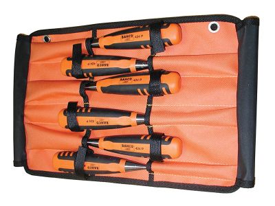 424-P Bevel Edge Chisel Set in Roll, 6 Piece