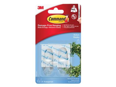 Clear Hooks with Clear Strips, Medium (Pack 2)