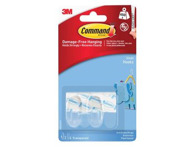 Clear Hooks with Clear Strips, Small (Pack 2)