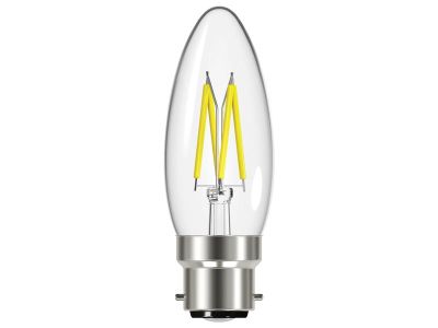 LED BC (B22) Candle Filament Non-Dimmable Bulb, Warm White 470 lm 4W