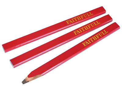 Carpenter's Pencils - Red / Medium (Pack 3)