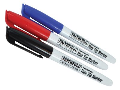 Fibre Tip Marker Pen Mixed (Pack 3)
