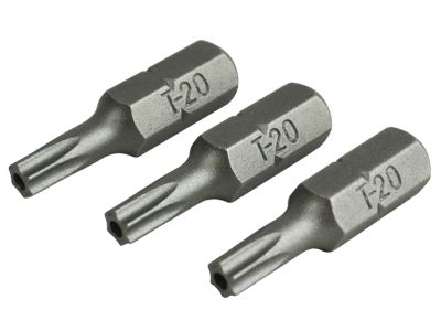 Security S2 Grade Steel Screwdriver Bits T20S x 25mm (Pack 3)