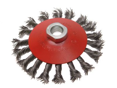 Conical Wire Brush 100mm M10x1.5 Bore, 0.50mm Wire