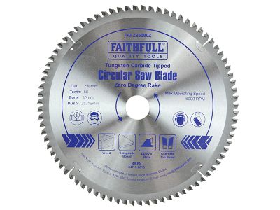 TCT Circular Saw Blade Zero Degree 250 x 30mm x 80T