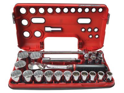 1/2in Drive 12-Point Detection Box Socket Set, 22 Piece Metric