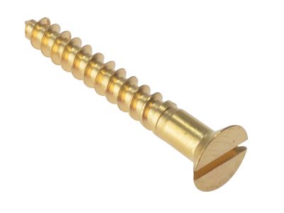 Wood Screw Slotted CSK Solid Brass 1.1/4in x 8 Box 200