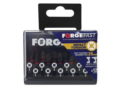 ForgeFast Pozidriv Compatible Impact Bit Set, 12 Piece