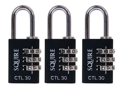 Toughlock Re-Codeable Black Combination Padlock 30mm (Pack of 3)