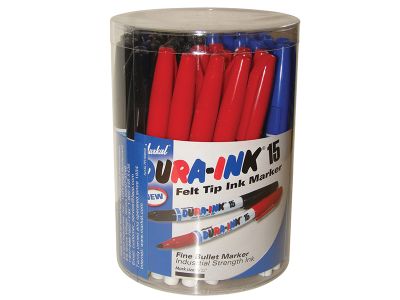 DURA-INK® 15 Fine Tip Marker Mixed Colours (Tub 48)