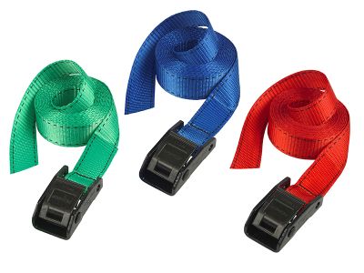 Lashing Strap with Metal Buckle, Coloured 2.5m 150kg (Pack 2)
