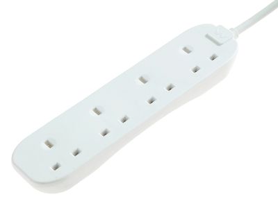 Extension Lead 240V 4-Gang 13A White 5m