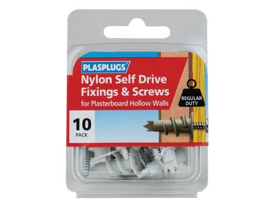 Nylon Self Drive Fixings & Screws Pack of 10