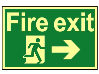 Fire Exit Running Man Arrow Right - Photoluminescent 300 x 200mm