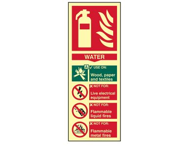 Fire Extinguisher Composite Water - Photoluminescent 75 x 200mm
