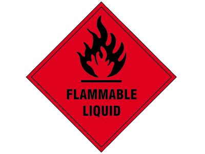 Flammable Liquid - Self Adhesive Vinyl Sign 100 x 100mm