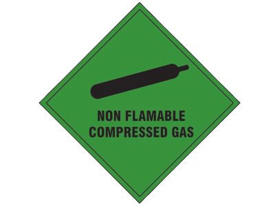Non Flammable Compressed Gas - Self Adhesive Vinyl Sign 100 x 100mm