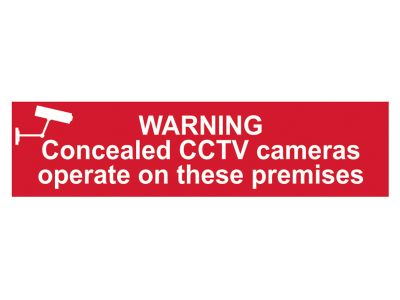 Warning Concealed CCTV Camera - PVC Sign 200 x 50mm
