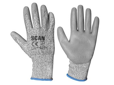 Grey PU Coated Cut 3 Gloves - L (Size 9)