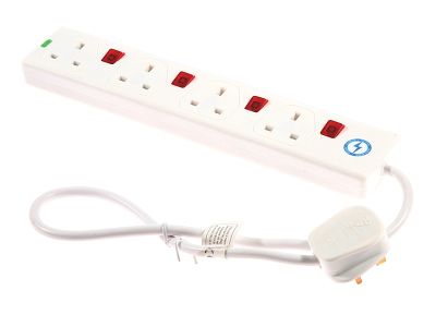 Extension Lead 240V 4-Way 13A Surge Protection Switched 0.75m