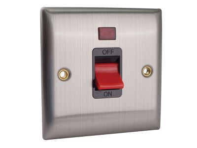 DP Neon Switch 45A Brushed Steel