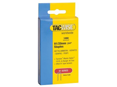91 Narrow Crown Staples 20mm - Electric Tackers (Pack 1000)