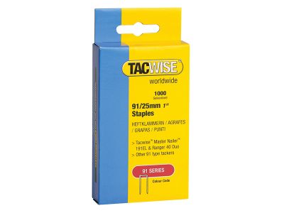 91 Narrow Crown Staples 25mm - Electric Tackers (Pack 1000)