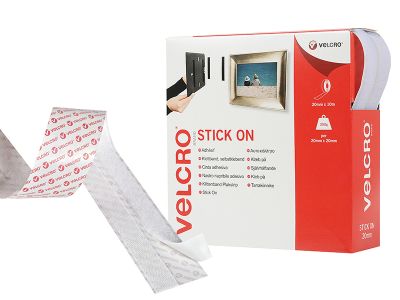 VELCRO® Brand Stick On Tape 20mm x 10m White