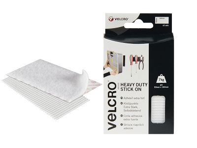 VELCRO® Brand Heavy-Duty Stick On Strips (2) 50 x100mm White