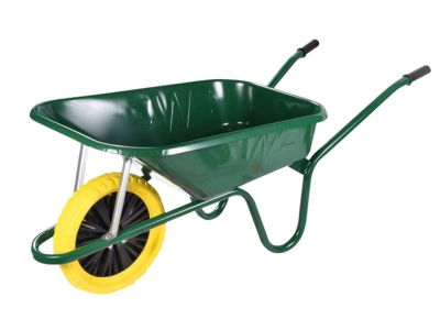 90L Green Builder's Wheelbarrow - Puncture Proof